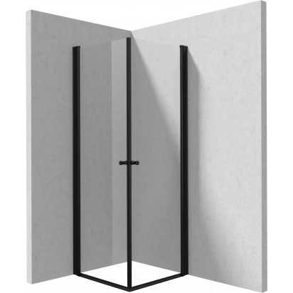 Kabina kwadratowa 80x80 Deante KERRIA PLUS NERO KTSWN42P podwójne drzwi wahadłowe czarny mat