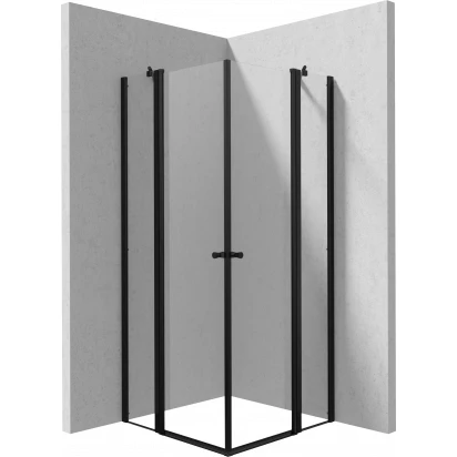 Kabina kwadratowa 90x90 Deante KERRIA PLUS NERO KTSUN41P podwójne drzwi uchylne czarny mat