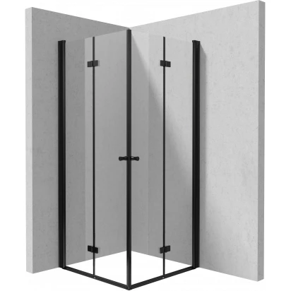 Kabina kwadratowa 90x90 Deante KERRIA PLUS NERO KTSXN41P podwójne drzwi składane czarny mat