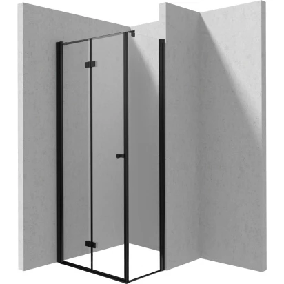 Kabina prostokątna 100x40 Deante KERRIA PLUS NERO KTSXN43P,KTS N84P d/składane + ścianka czarny mat