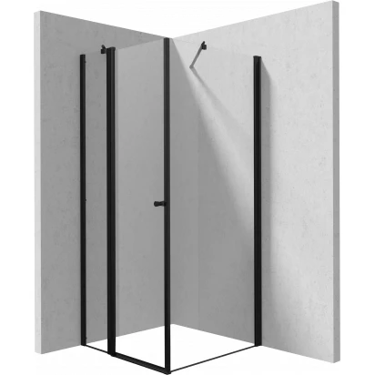 Kabina prostokątna 100x70 Deante KERRIA PLUS NERO KTS N37P,KTSUN43P d/uchylne + ścianka czarny mat