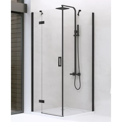 Kabina prostokątna 100x80x195 New Trendy NEW RENOMA BLACK D-0205A/D-0110B lewa