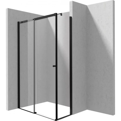 Kabina prostokątna 160x40 Deante KERRIA PLUS NERO KTSPN16P,KTS NP1X,KTS N84P d/przesuwne + ścianka czarny mat