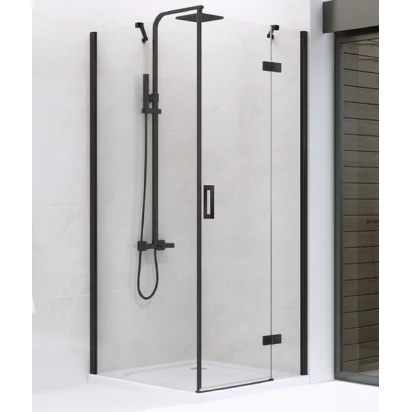 Kabina prostokątna 80x90x195 New Trendy NEW RENOMA BLACK D-0202A/D-0111B prawa