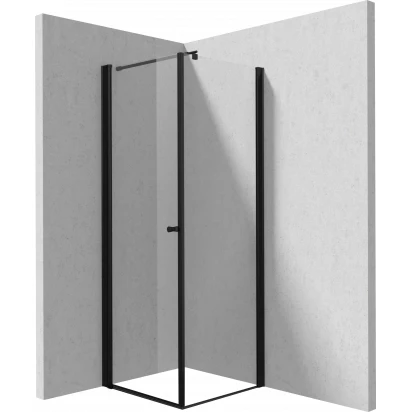 Kabina prostokątna 90x70 Deante KERRIA PLUS NERO KTS N39P,KTSWN47P ścianka + d/wahadłowe czarny mat