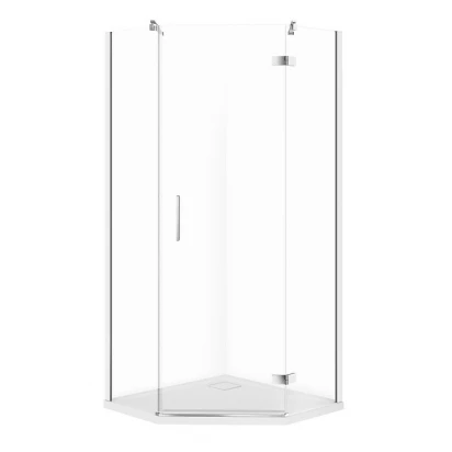 Kabina pryszicowa pięciokątna 90x90 prawa + brodzik slim Cersanit JOTA/TAKO S601-163 chrom/biały