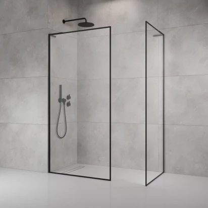 Kabina prysznicowa Walk-in 120 cm Radaway MODO F SL BLACK III 10419124-54-01R prawa czarna