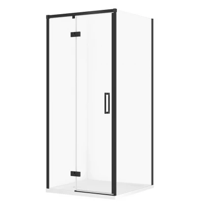 Kabina prysznicowa kwadratowa 80x80 lewa + brodzik slim 80x4 Cersanit LARGA/TAKO S601-347 czarna/biały