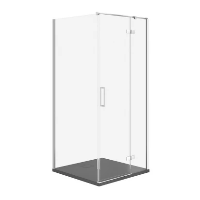 Kabina prysznicowa kwadratowa 90x90 prawa + brodzik slim 90x4 Cersanit JOTA/TAKO S601-146 chrom/szary mat