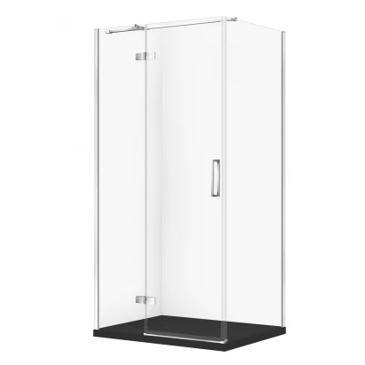 Kabina prysznicowa lewa 100X80X195 z brodzikiem SLIM Cersanit CITY/TAKO S4004-070 chrom/czarny mat