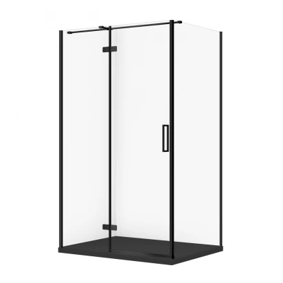 Kabina prysznicowa lewa 120X90X195 z brodzikiem SLIM Cersanit CITY/TAKO S4004-118 czarna/czarny mat