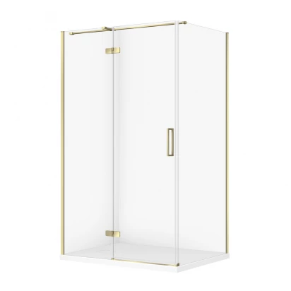 Kabina prysznicowa lewa 120X90X195 z brodzikiem SLIM biały Cersanit CITY/TAKO S4004-120 złota/biały