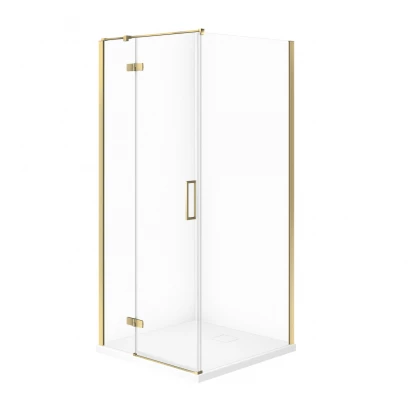 Kabina prysznicowa lewa 80X80X195 z brodzikiem SLIM biały Cersanit CITY/TAKO S4004-030 złota/biały