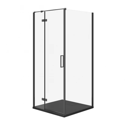 Kabina prysznicowa lewa 90X90X195 z brodzikiem SLIM Cersanit CITY/TAKO S4004-059 czarna/czarny mat