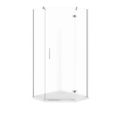 Kabina prysznicowa pięciokątna prawa 90X90X195 z brodzikiem SLIM Cersanit CITY/TAKO S4004-005 chrom