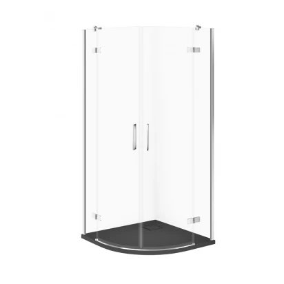 Kabina prysznicowa półokrągła 90X90X195 z brodzikiem SLIM Cersanit CITY/TAKO S4004-089 chrom/szary mat