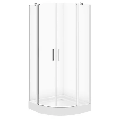 Kabina prysznicowa półokrągla 90x90 z brodzikiem 90x16 Cersanit MODUO/TAKO S601-349 chrom/biały