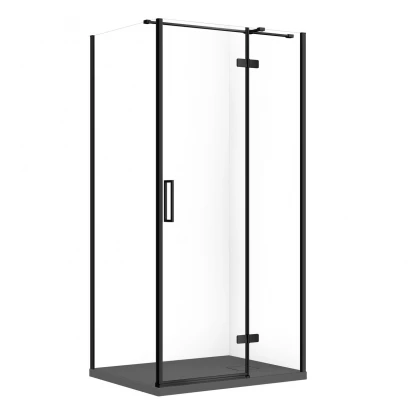 Kabina prysznicowa prawa 100X80X195 z brodzikiem SLIM Cersanit CITY/TAKO S4004-107 czarna/szary mat