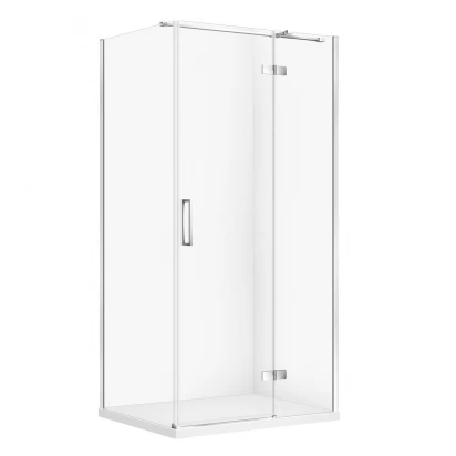 Kabina prysznicowa prawa 100X80X195 z brodzikiem SLIM biały Cersanit CITY/TAKO S4004-063 chrom/biały