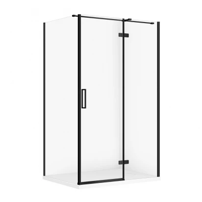 Kabina prysznicowa prawa 120X90X195 z brodzikiem SLIM Cersanit CITY/TAKO S4004-113 czarna/biały mat