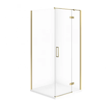 Kabina prysznicowa prawa 80X80X195 z brodzikiem SLIM Cersanit CITY/TAKO S4004-031 złota/biały mat