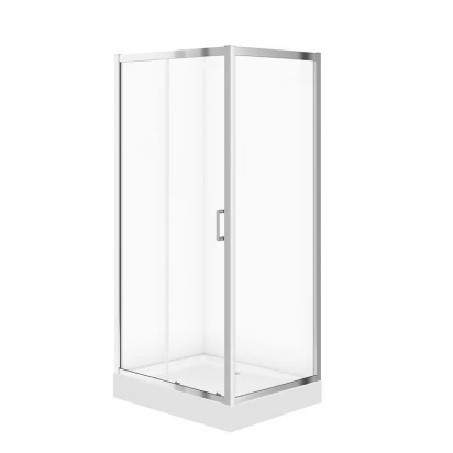 Kabina prysznicowa prostokątna 100x80 z brodzikiem 100x16 Cersanit ARTECO/TAKO S601-357 chrom/biały