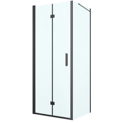 Kabina prysznicowa prostokątna 80x90 drzwi + ścianka Oltens HALLAN 20200300 czarna mat