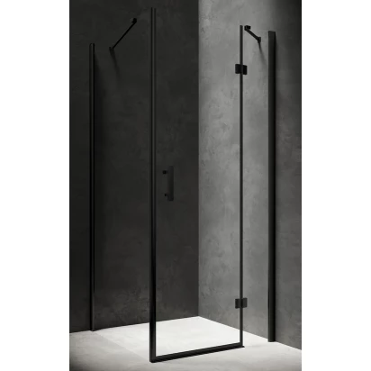 Kabina prysznicowa prostokątna 90x80 Omnires MANHATTAN MH9080BLTR czarny mat