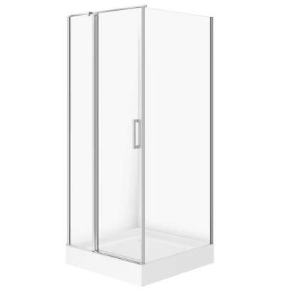 Kabna prysznicowa kwadratowa 90x90 lewa z brodzikiem 90x16 Cersanit MODUO/TAKO S601-351 chrom/biały