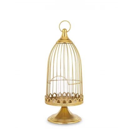 Klatka dekoracyjna lampion świecznik 41x16,5 159237 złoty metalowy