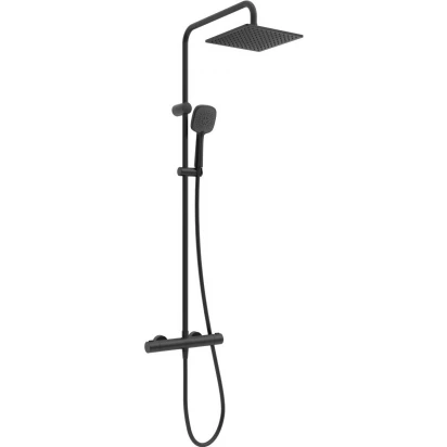 Kolumna prysznicowa termostatyczna z kwadratową deszczownicą Oltens ATRAN 36501300 czarny mat