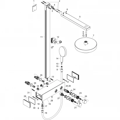 Kolumna prysznicowa z termostatem EcoSmart Hansgrohe RAINFINITY 28742000