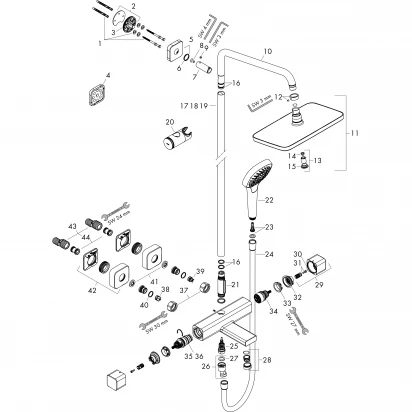 Kolumna prysznicowa z termostatem wannowym Hansgrohe CROMA E 27687000