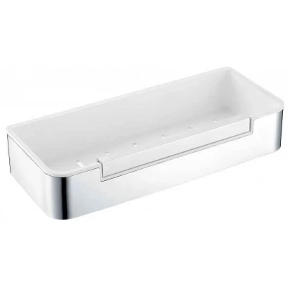 Koszyk 29x12x5,5 ze ściągaczką / wkład z tworzywa biały Stella 16.069 stal polerowana