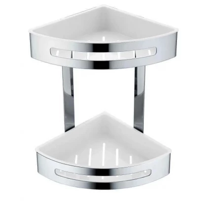 Koszyk podwójny narożny / wkłady z tworzywa Stella 16.072 stal polerowana