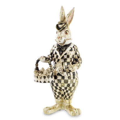 Królik w garniturze z koszykiem digurka 31cm Pierrot 162609