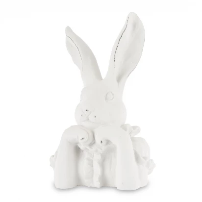 Królik zając popiersie biała figurka 35cm Antique 153704