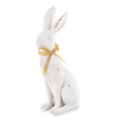 Królik zając siedzący biała figurka 36cm Casa Roma 162526