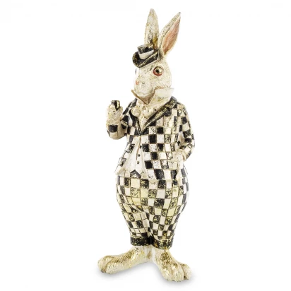 Królik zając z fajką figurka 31cm Pierrot 162611