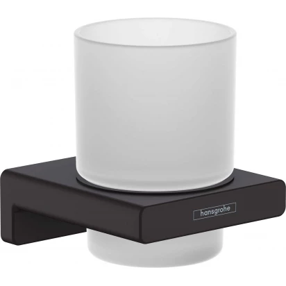Kubek łazienkowy szklany ścienny Hansgrohe ADDSTORIS 41749670 czarny matowy