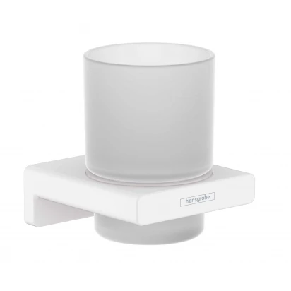 Kubek łazienkowy szklany ścienny Hansgrohe ADDSTORIS 41749700 biały matowy