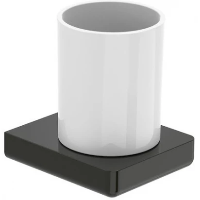 Kubek szklany z mocowaniem ściennym Roca TEMPO A817021CN0 / A817021022 czarny