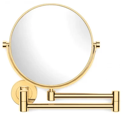 Lusterko kosmetyczne odbicie rzeczywiste / powiększ.3x uchylne, podwójne ruchome ramię Stella 22.01130-G złoty połysk / okrągła rozeta