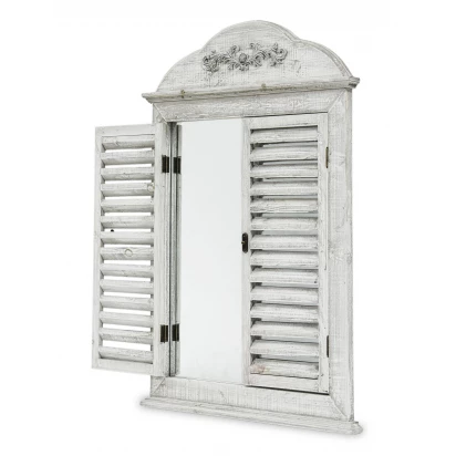 Lustro okiennica w ozdobnej ramie szare 80x55 Casa Roma 117269 retro vintage chic