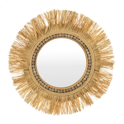 Lustro ścienne okrągłe boho 53cm naturalne dekoracyjne Casa Roma 145426