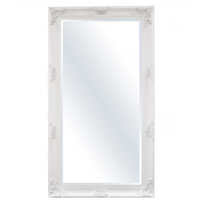 Lustro w białej drewnianej rzeźbionej ramie 180x100 retro vintage chic Victory 113482