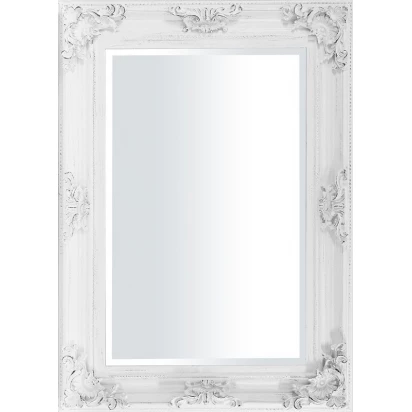 Lustro w białej drewnianej rzeźbionej ramie 75,5x105 retro vintage chic Victory 106106