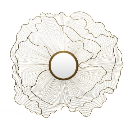 Lustro złoty kwiat ażurowy druciany 80x77 Casablanca 26467