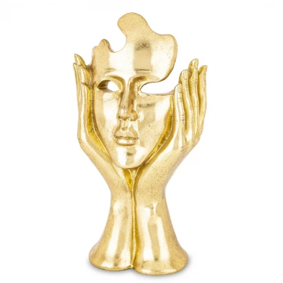 Maska złota twarz podparta dłońmi figurka 30 cm Bond 175376