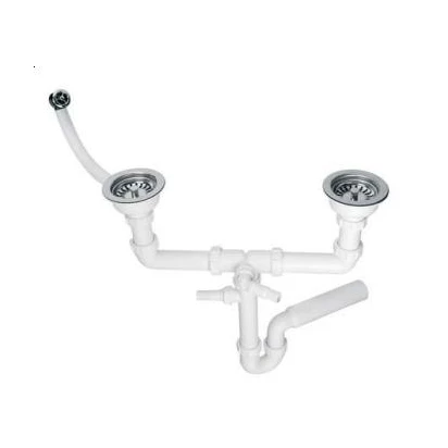 McAlpine HC7HC12-POL1-25 Syfon zlewozmywakowy rurowy podwójny przelewowy z podłączeniem pralki lub zmywarki